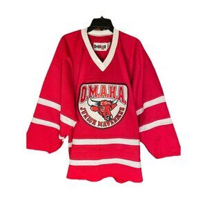 Vintage Bakka UNO Omaha Junior Mavericks Hockey Jersey Red Small
